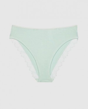 La Senza Bikini Panty Underwear Women White Green | 32Ux34cM