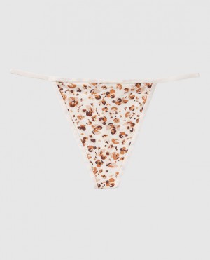 La Senza G-String Panty Underwear Women Cream Leopard | 4htxsBO6