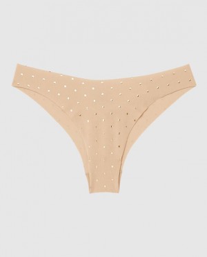 La Senza High Leg Cheeky Panty Underwear Women Foiled Dot Rosetan | esgV6J6g