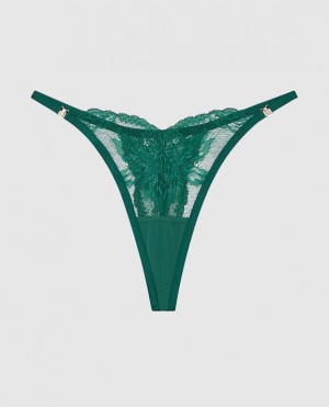 La Senza High Leg Thong Panty Underwear Women Green | kcQqbGfi