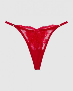 La Senza High Leg Thong Panty Underwear Women Red | J3XyWBqv