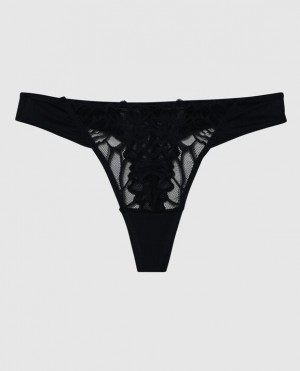 La Senza High Leg Thong Panty Underwear Women Black | 07vXiK1I