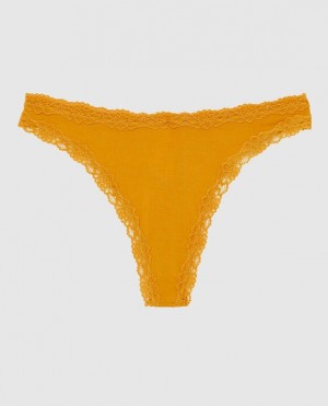 La Senza High Leg Thong Panty Underwear Women Limonite | KauXhqtL