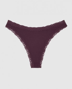 La Senza High Leg Thong Panty Underwear Women Purple | qve0BMPU