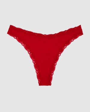 La Senza High Leg Thong Panty Underwear Women Red | dEyRHo2g