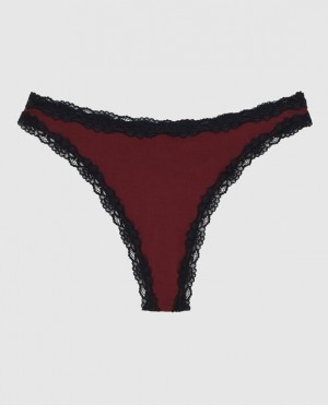 La Senza High Leg Thong Panty Underwear Women Red Burgundy | pLcYIT4M