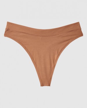 La Senza High Leg Thong Panty Underwear Women Caramel Kiss | zyl7nHt7