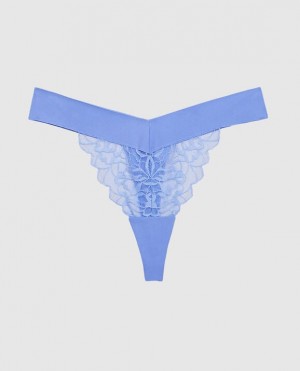 La Senza High Leg Thong Panty Underwear Women Blue | ZOdWhKu4