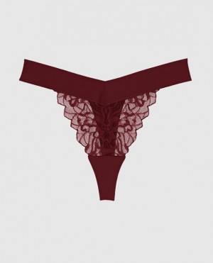 La Senza High Leg Thong Panty Underwear Women Red Burgundy | yLdJ62Zw