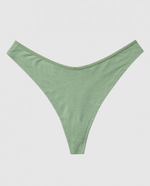 La Senza High Leg Thong Panty Underwear Women Olive | 40jT0T6Z