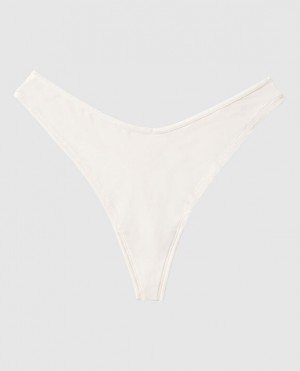 La Senza High Leg Thong Panty Underwear Women Cream | HNdJ3gy1