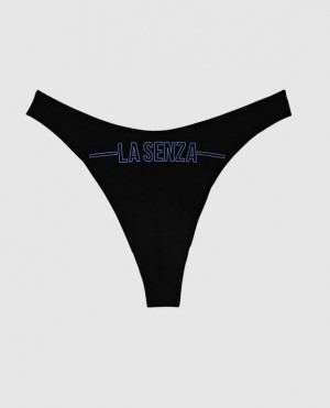 La Senza High Leg Thong Panty Underwear Women Blue | EPw8JIkV