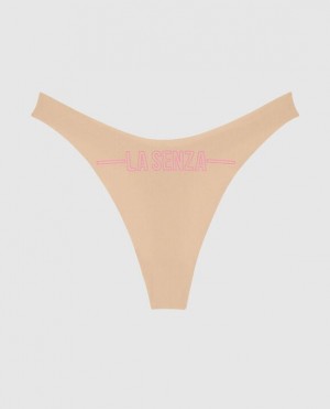 La Senza High Leg Thong Panty Underwear Women Pink | YUyQeK49