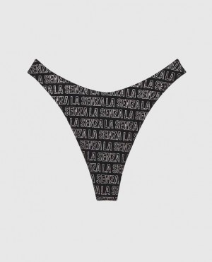 La Senza High Leg Thong Panty Underwear Women Black | 9651879d