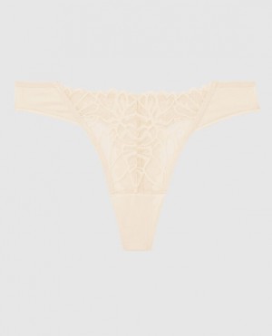 La Senza High Leg Thong Panty Underwear Women Pearl | 9h84djIn