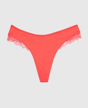 La Senza High Leg Thong Panty Underwear Women Red | E67xVi4c