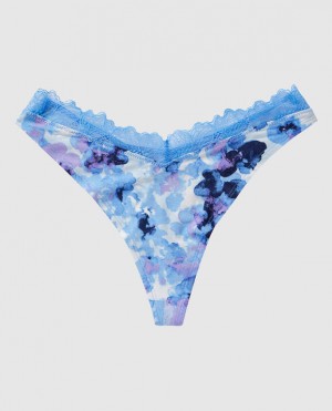 La Senza High Leg Thong Panty Underwear Women Blue | jumET3QA