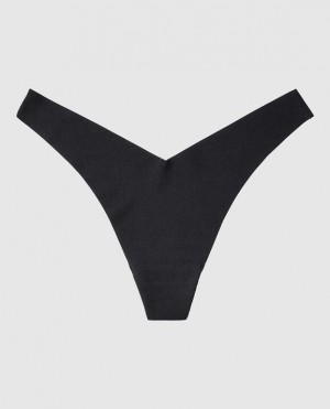 La Senza High Leg Thong Panty Underwear Women Black | uJQJK0TO