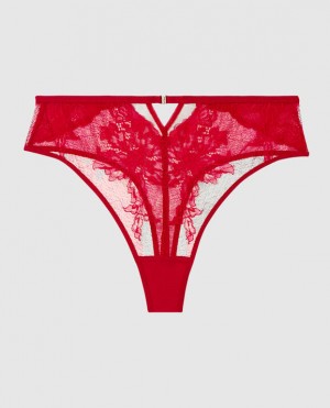 La Senza High Waist Thong Panty Underwear Women Red | TufWZ0Hb