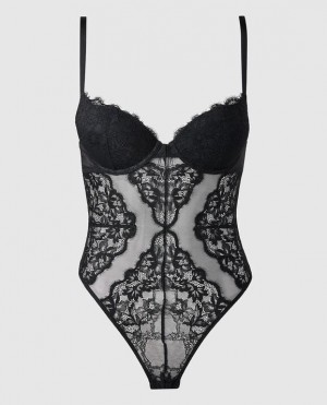 La Senza Lace Bodysuit Lingerie Women Black | Mu3AfqRk