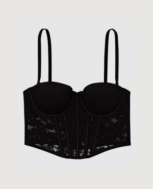 La Senza Lightly Lined Strapless Bra Top Lingerie Women Black | FZvxlQa1