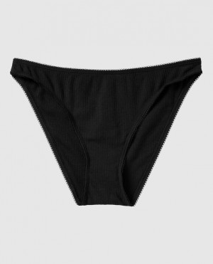 La Senza Ribbed Bikini Panty Underwear Women Black | nPbaXxQ4