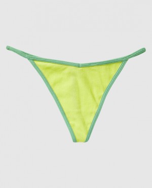 La Senza Ribbed G-String Panty Underwear Women Green | zHn39A6l