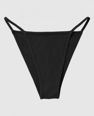 La Senza Ribbed Mini Cheeky Panty Underwear Women Black | OCCVFpeb