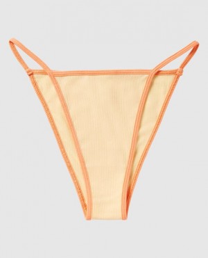 La Senza Ribbed Mini Cheeky Panty Underwear Women Light Yellow | HcaqxdSY