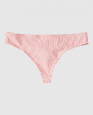 La Senza Ribbed Thong Panty Underwear Women Pink | 505OhtPs