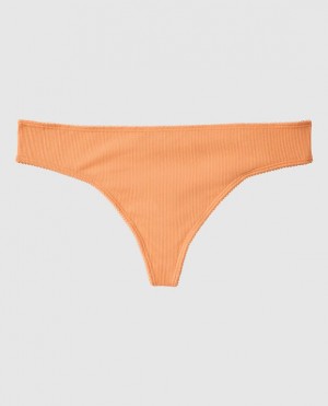 La Senza Ribbed Thong Panty Underwear Women Orange Cream | VZlQb9Xe