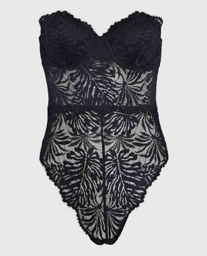 La Senza Strapless Lace Bodysuit Lingerie Women Black | zT6j5vlO