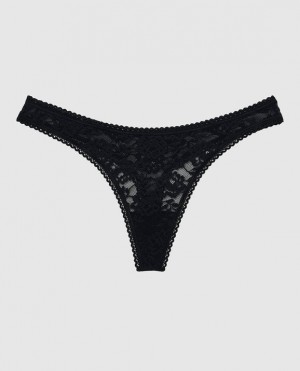 La Senza Thong Panty Underwear Women Black | XZCok0ce