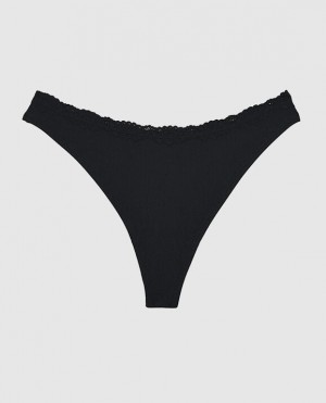 La Senza Thong Panty Underwear Women Black | JCzQ6NpH