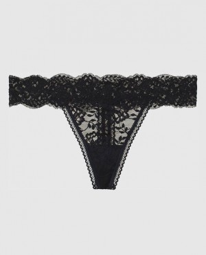 La Senza Thong Panty Underwear Women Black | PlufNUhf