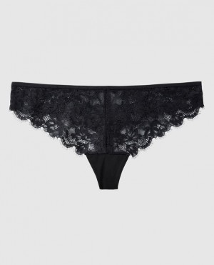 La Senza Thong Panty Underwear Women Black | FA3BTKR5