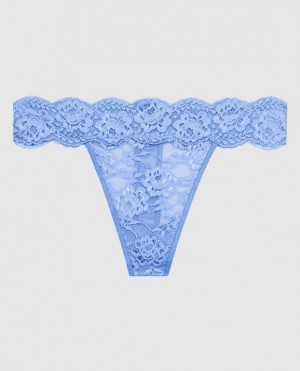 La Senza Thong Panty Underwear Women Blue | m7AUPOUO