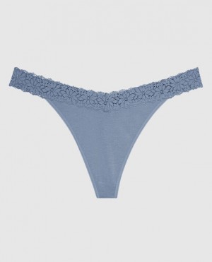 La Senza Thong Panty Underwear Women Blue | olNLp8x0