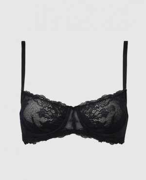 La Senza Unlined Balconette Bra Lingerie Women Black | BJi9i7Fq