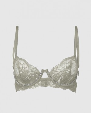 La Senza Unlined Balconette Lace Bras Women Silver | 73H4kkhT