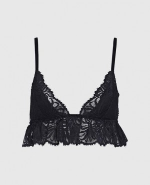 La Senza Unlined Lace Bralette Lingerie Women Black | PDtMQ2Je