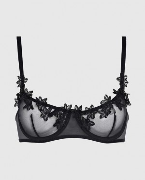 La Senza Unlined Mesh Bra Lingerie Women Black | zVbOYYMG