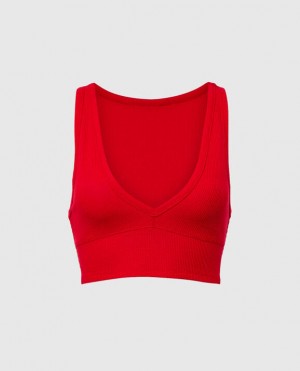 La Senza Waffle Crop Sleepwear Women Red | bIYKn40f