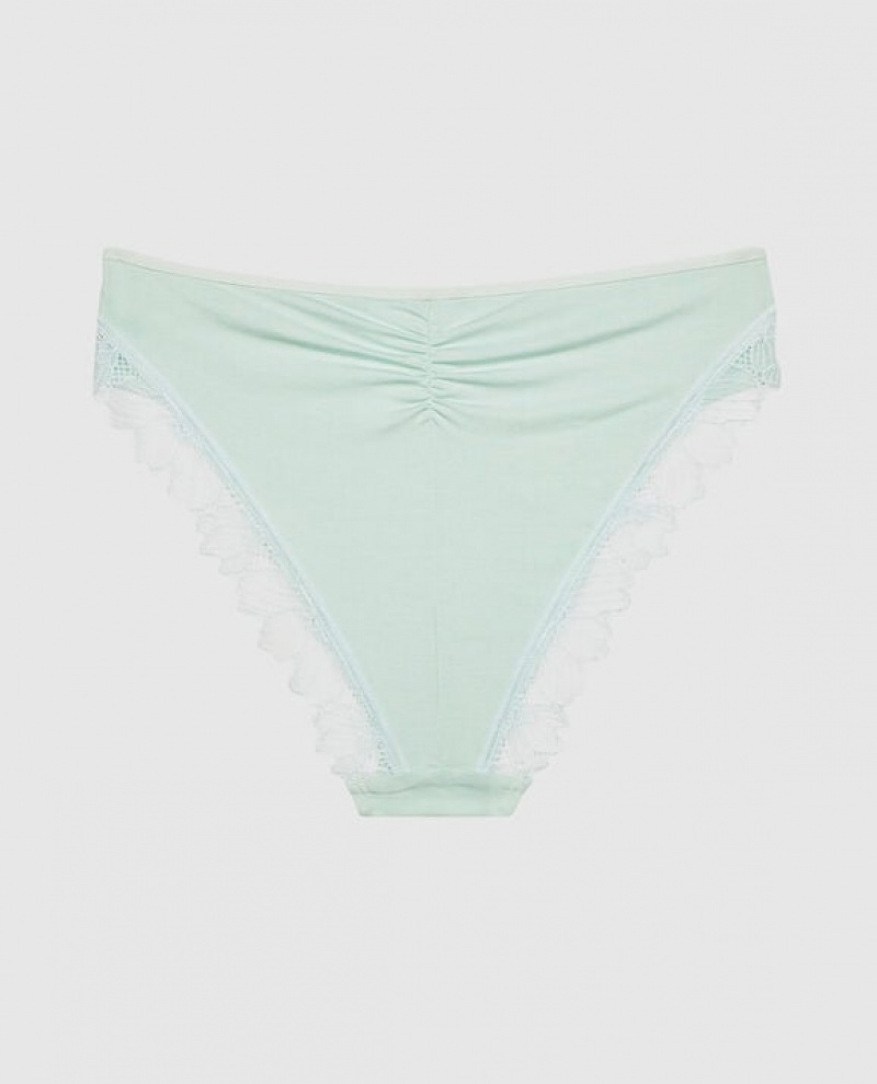 La Senza Bikini Panty Underwear Women White Green | 32Ux34cM