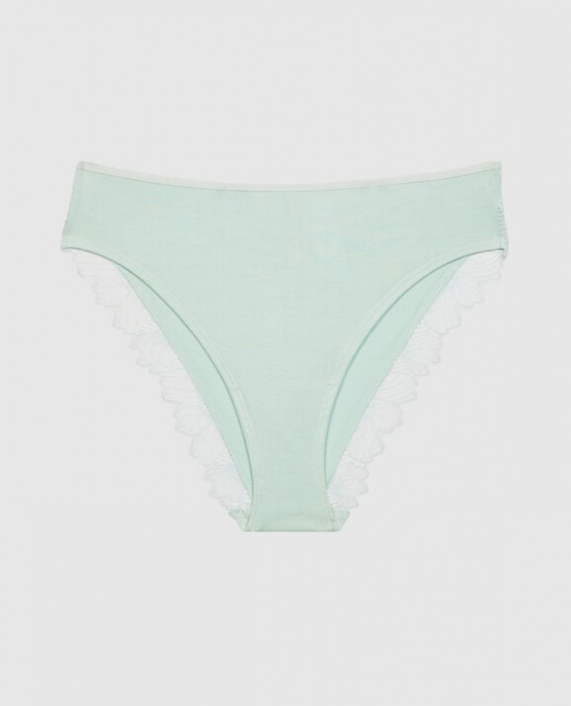 La Senza Bikini Panty Underwear Women White Green | 32Ux34cM