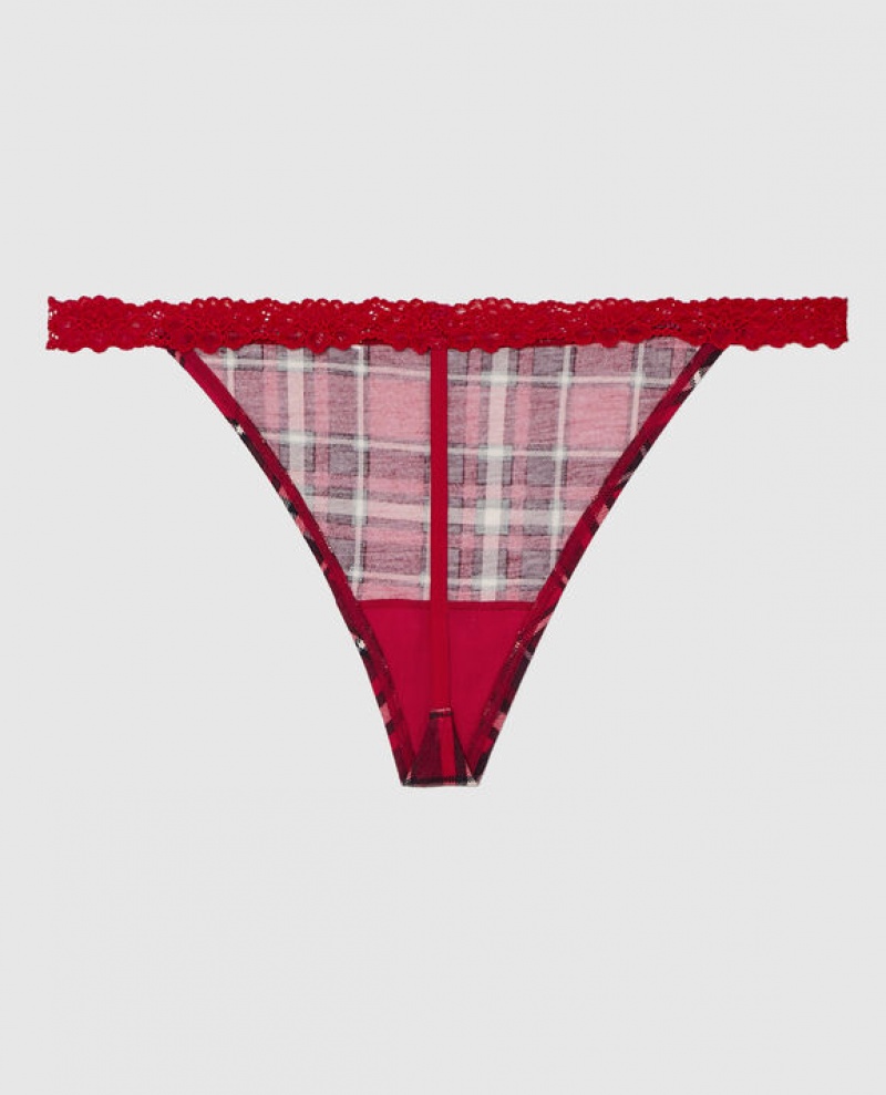 La Senza G-String Panty Underwear Women Party Plaid | QYtgXenc