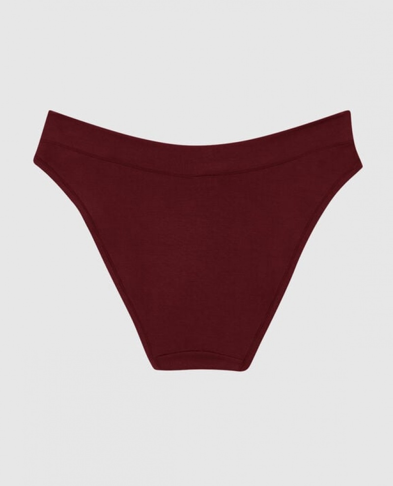 La Senza High Leg Bikini Panty Underwear Women Red Burgundy | uJVChqlu