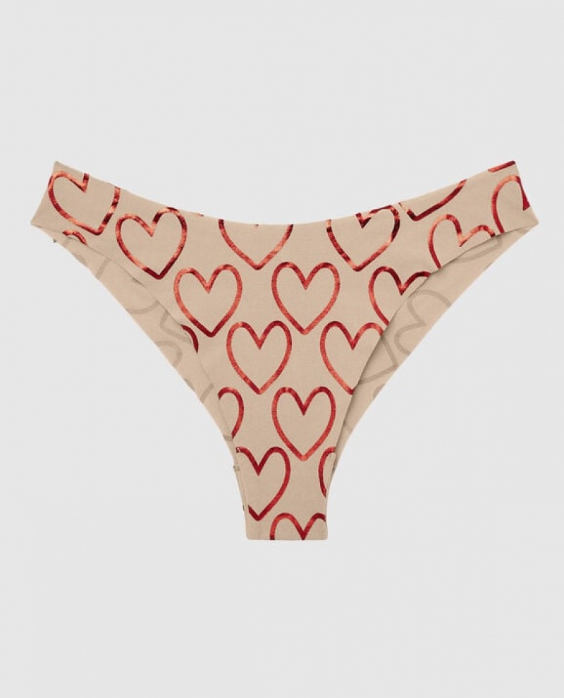 La Senza High Leg Cheeky Panty Underwear Women Foiled Hearts Rosetan | E5NCI8j2