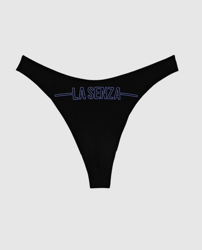 La Senza High Leg Thong Panty Underwear Women Blue | fESSEfHt