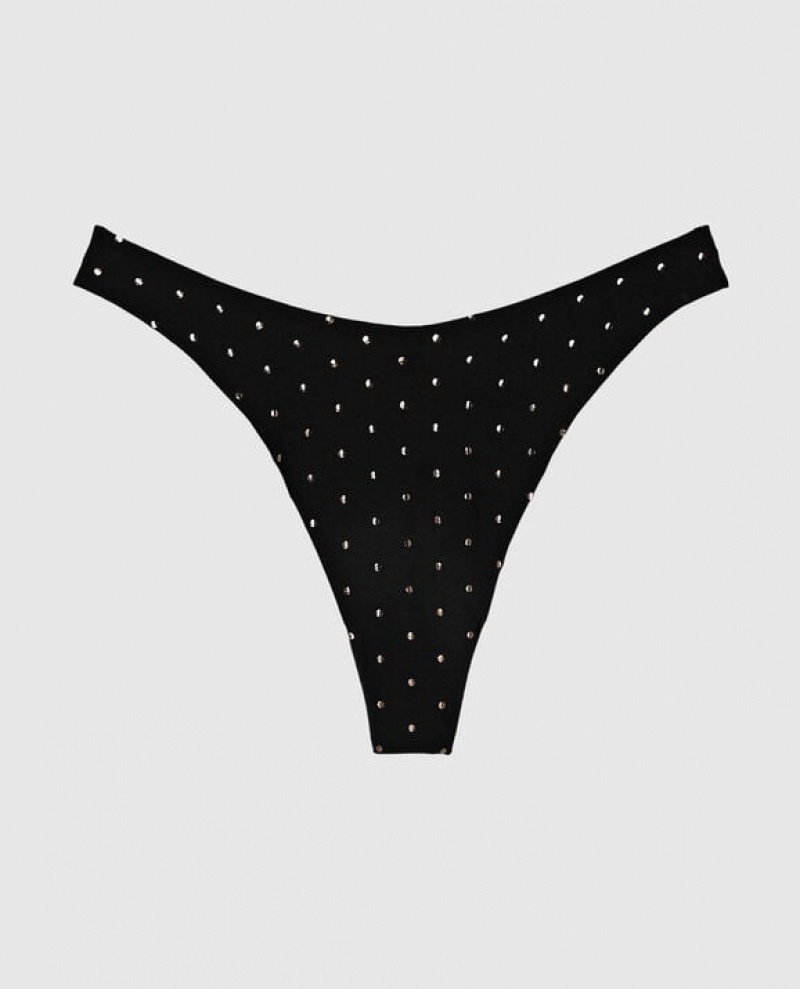 La Senza High Leg Thong Panty Underwear Women Black | juGJ7GAY